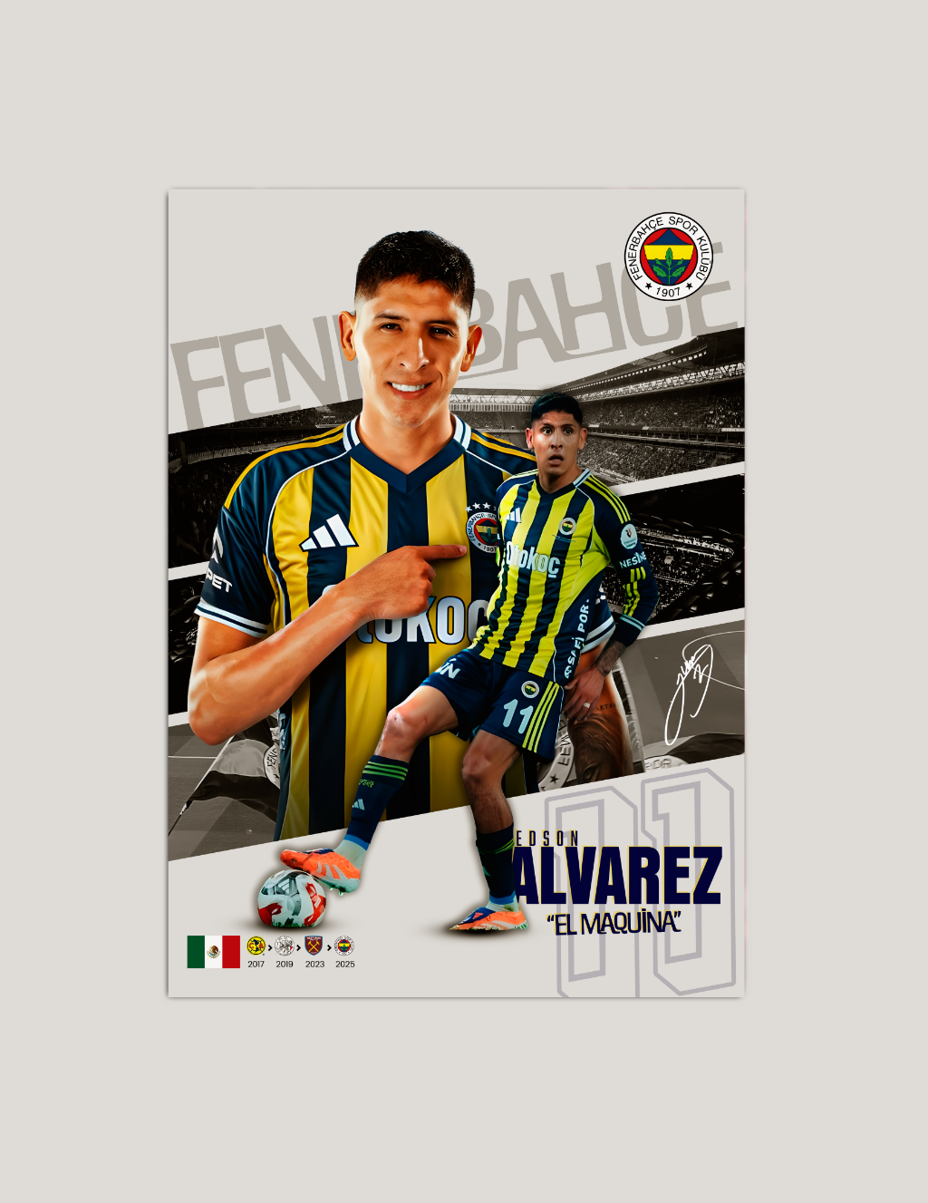 🔵Edson Álvarez “El Maquina” Fenerbahçe Poster – Modern Metal Tablo