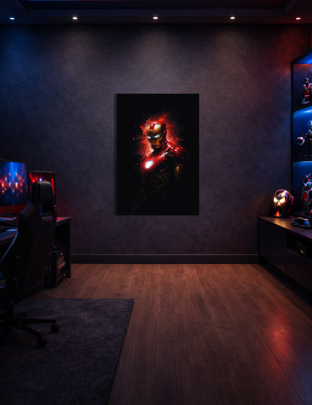🔥 Iron Man Karanlık Güç Metal Tablo – ⚡ Sinematik Marvel Duvar Dekoru