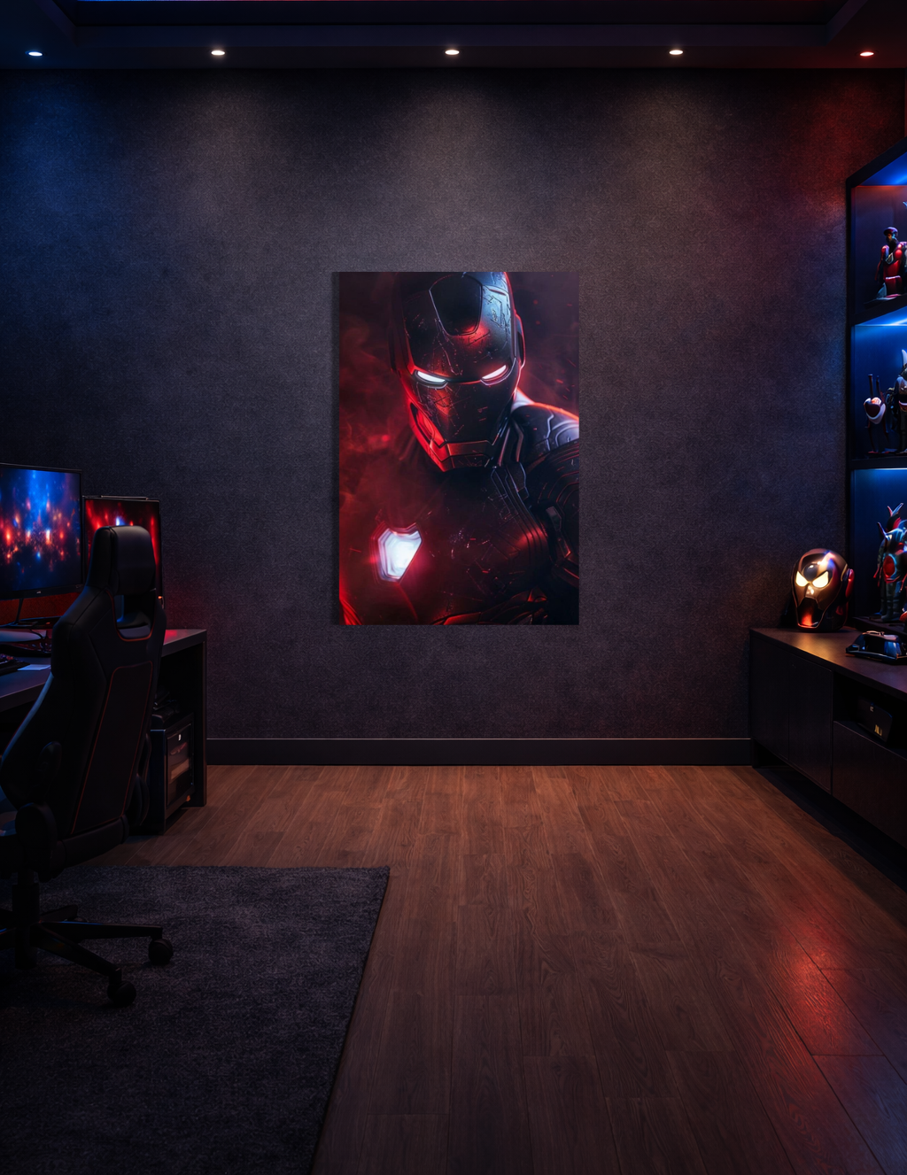 🩸 Iron Man Karanlık Zırh Metal Tablo – 🔥 Güçlü & Sinematik Marvel Duvar Dekoru