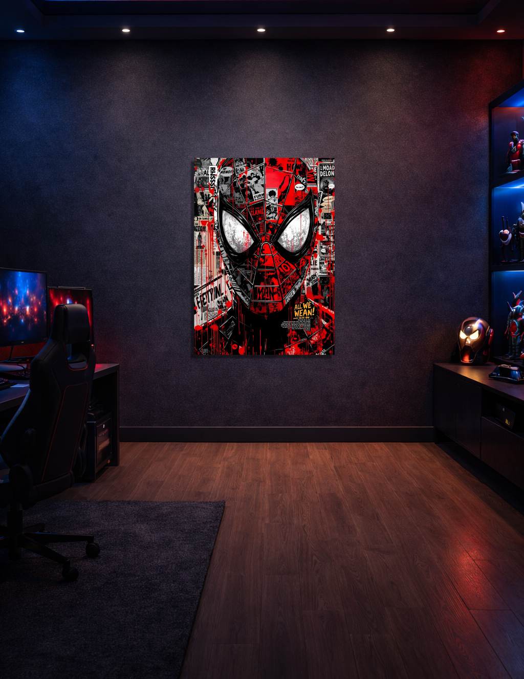 🩸 Spider-Man Graffiti Maske Metal Tablo – 📰 Çizgi Roman & Sokak Sanatı Duvar Dekoru