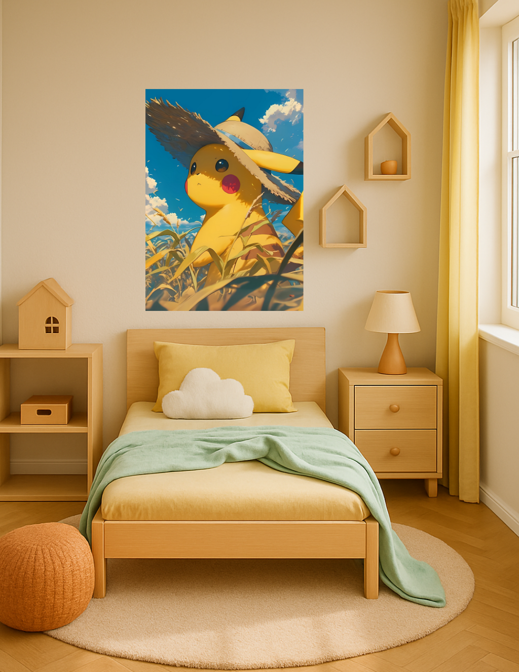 🎨 Pikachu – Buğday Tarlasında Yaz Esintisi Metal Tablo