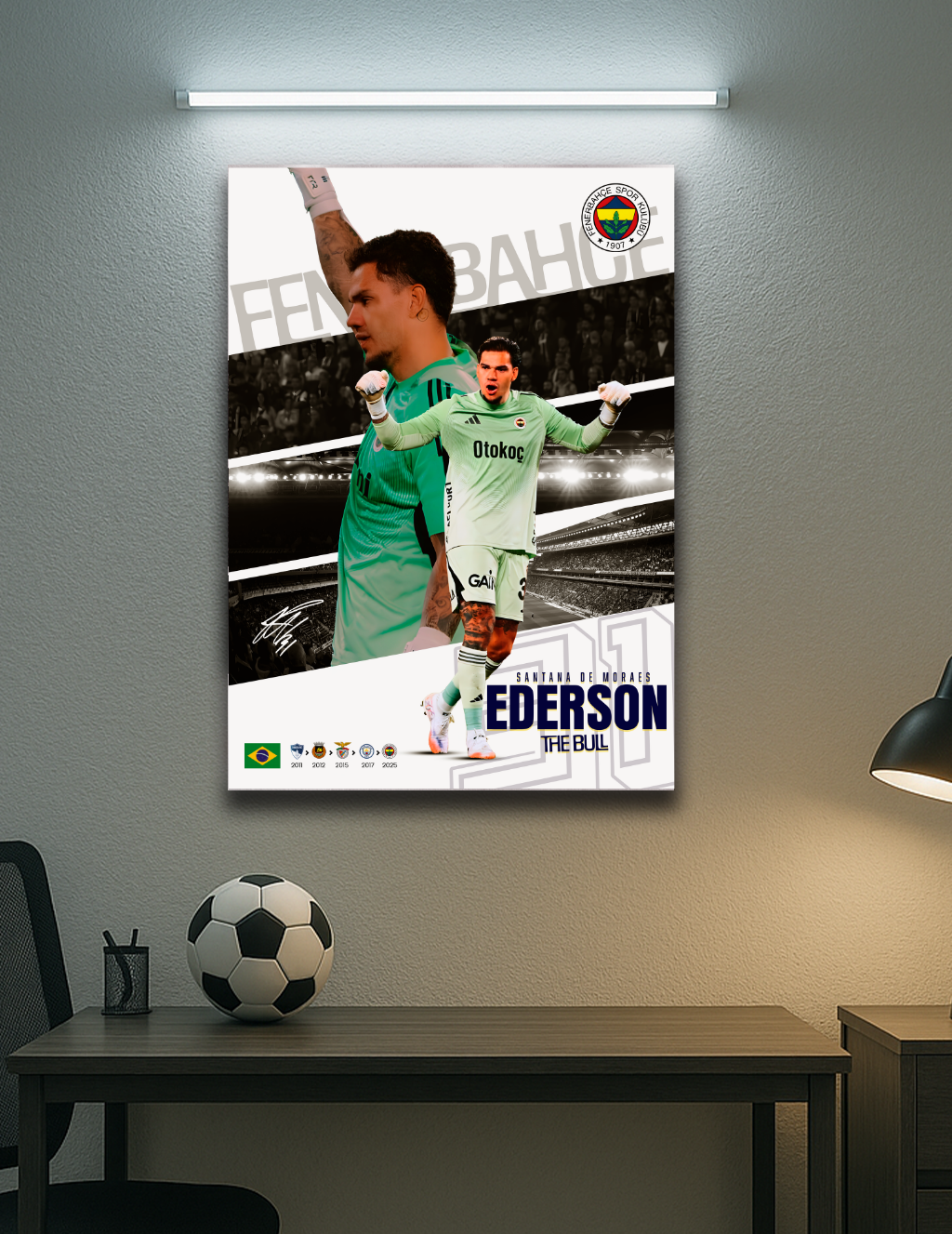 🔵Ederson "The Bull" Fenerbahçe Poster – Modern Metal Tablo