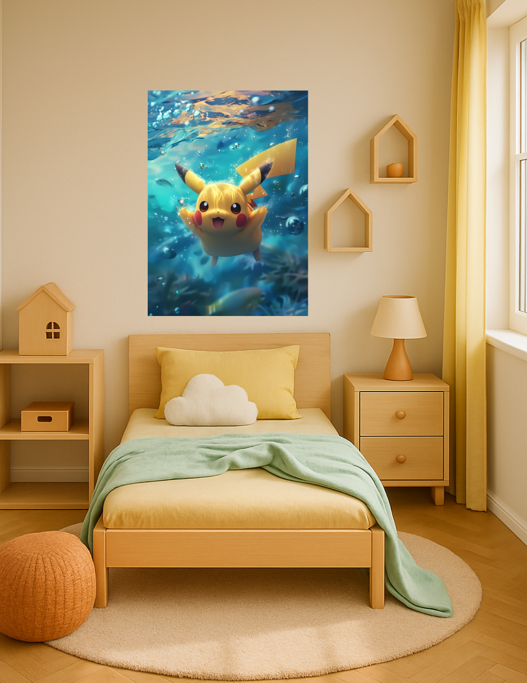 🎨 Pikachu – Okyanus Işıltısı Metal Tablo