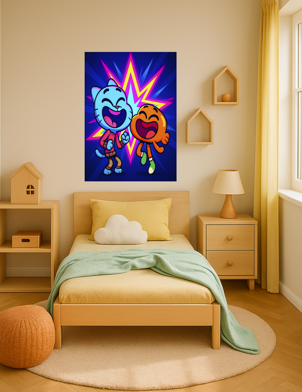 🎨 Gumball & Darwin – Neon Kahkaha Patlaması Metal Tablo