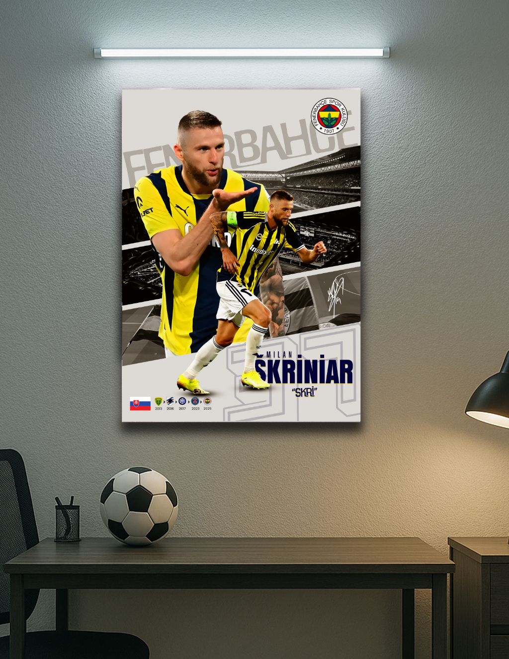 🔵Milan Škriniar “SKRI” Fenerbahçe Poster – Modern Metal Tablo