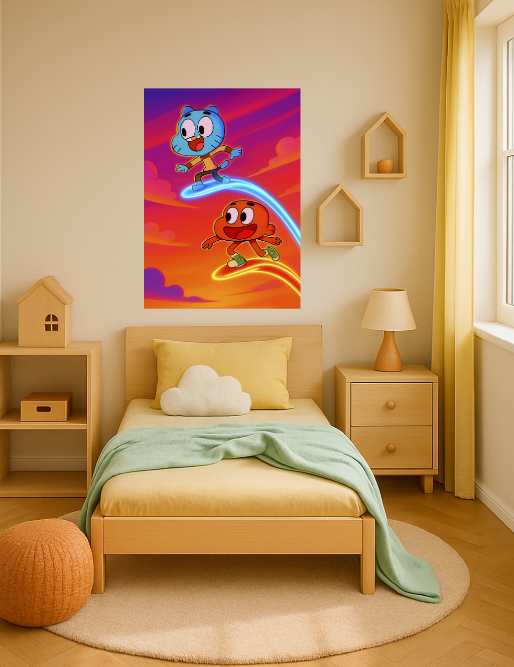 🎨 Gumball & Darwin – Neon Macera Metal Tablo