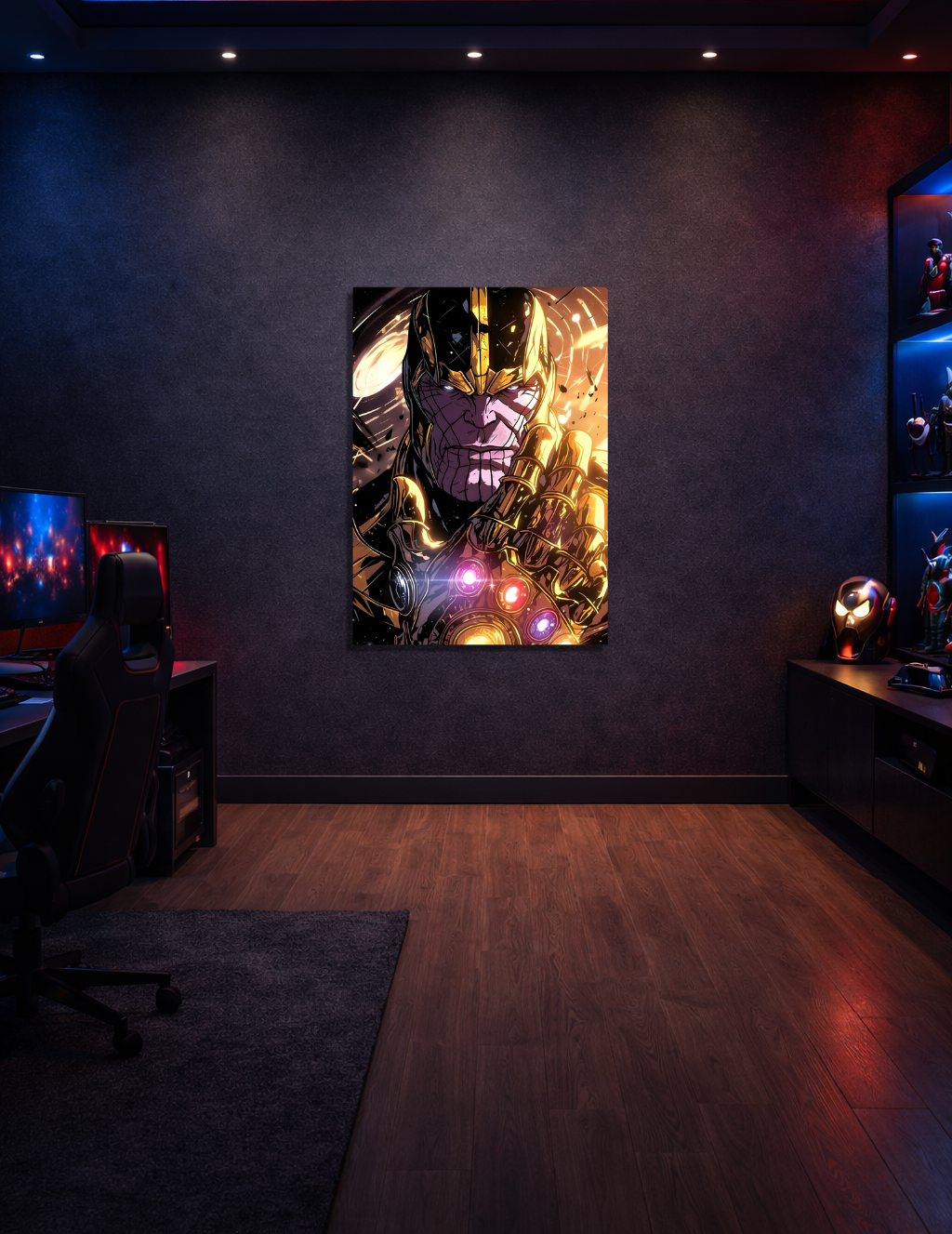 💥 Thanos Sonsuzluk Eldiveni Metal Tablo – ✨ Epik Çizgi Roman Marvel Duvar Dekoru