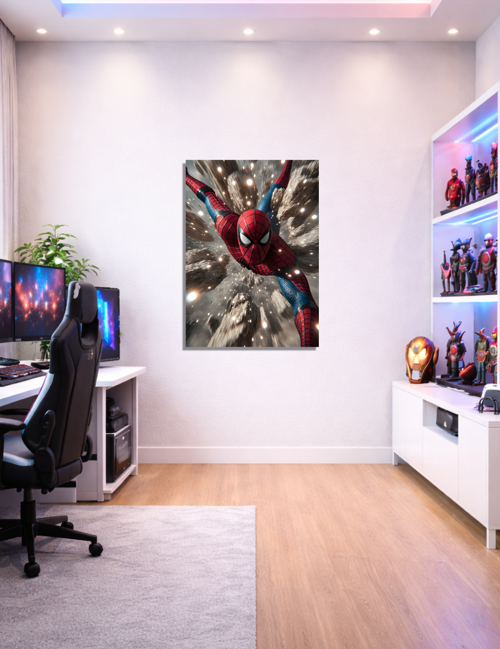 🕷️ Spider-Man Aksiyon Sahnesi Metal Tablo – 🎬 Sinematik Marvel Duvar Dekoru