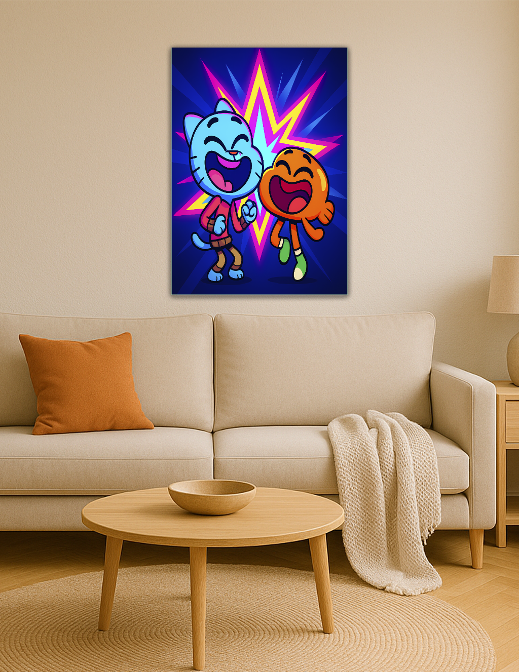 🎨 Gumball & Darwin – Neon Kahkaha Patlaması Metal Tablo
