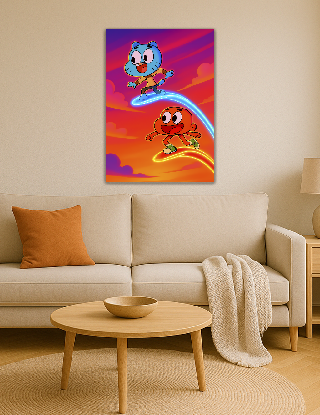 🎨 Gumball & Darwin – Neon Macera Metal Tablo