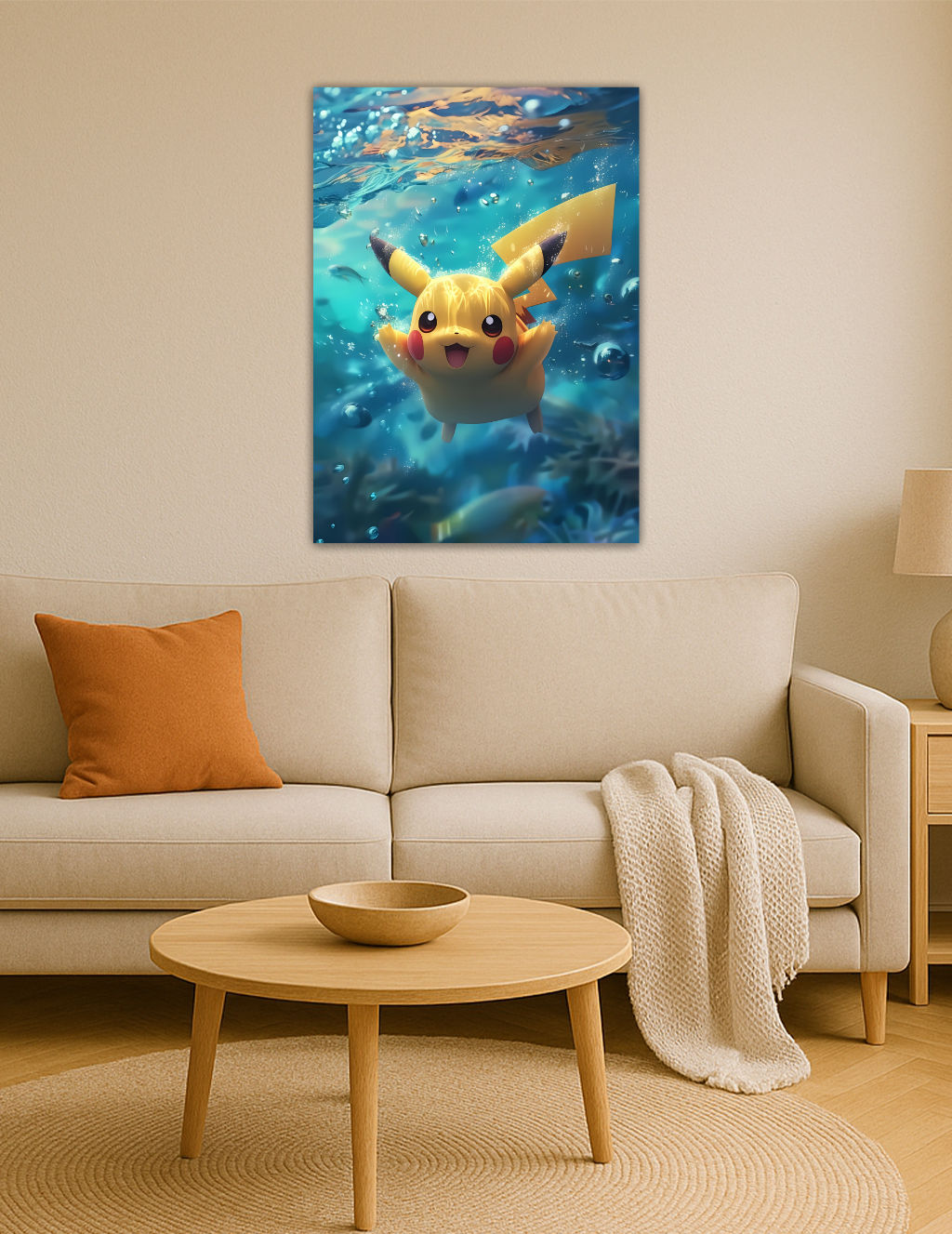 🎨 Pikachu – Okyanus Işıltısı Metal Tablo