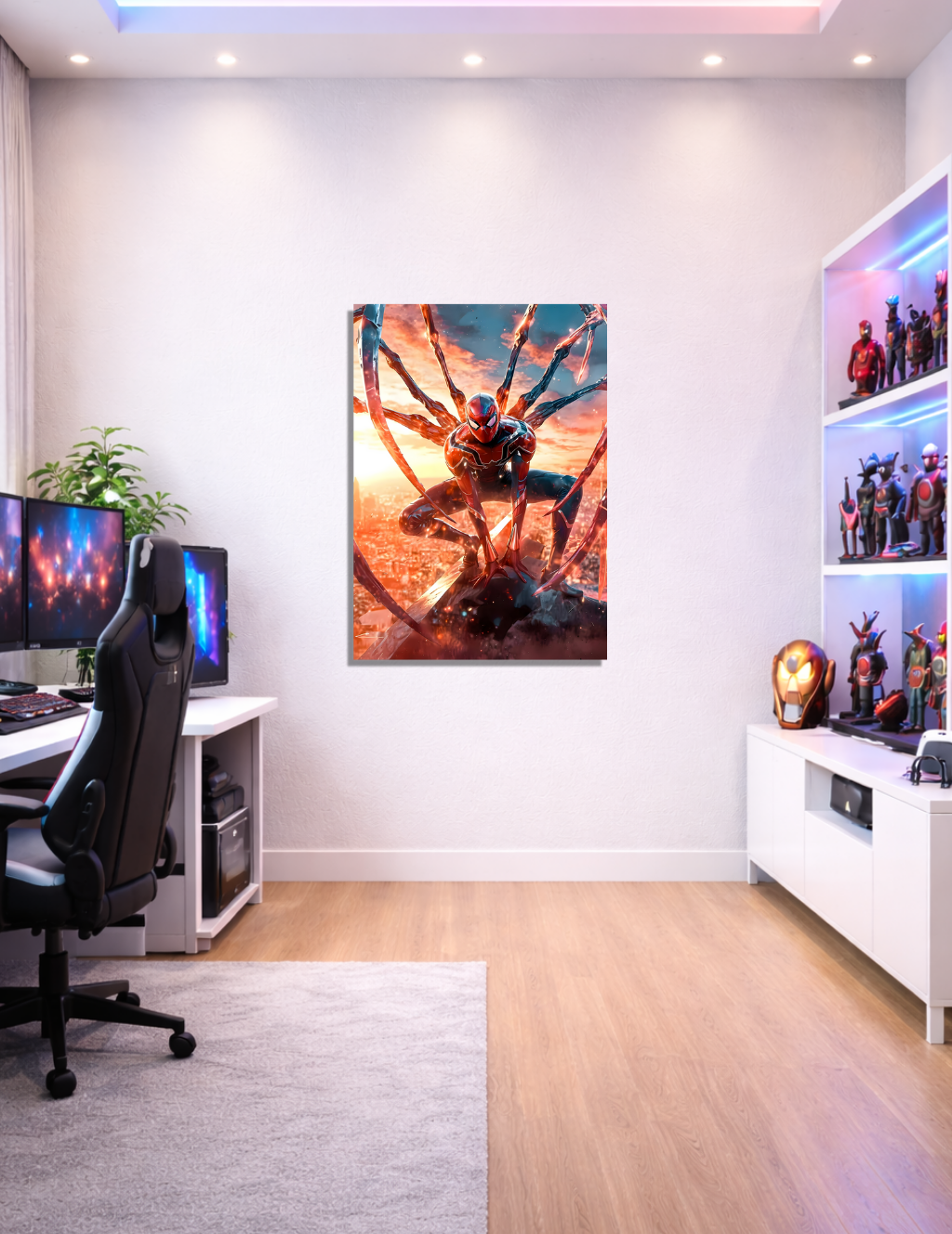 🕸️ Spider-Man Demir Kollar Metal Tablo – 🌅 Epik & Sinematik Marvel Duvar Dekoru
