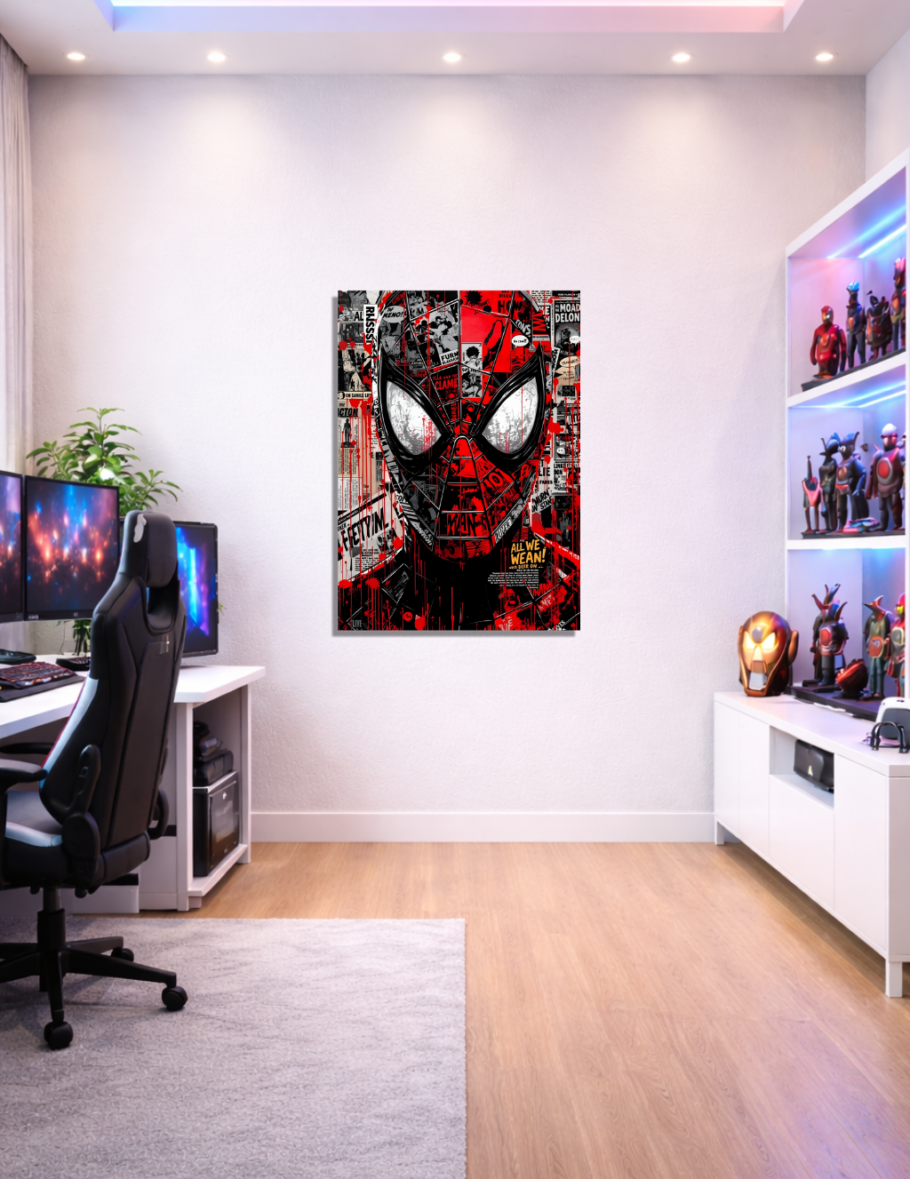 🩸 Spider-Man Graffiti Maske Metal Tablo – 📰 Çizgi Roman & Sokak Sanatı Duvar Dekoru