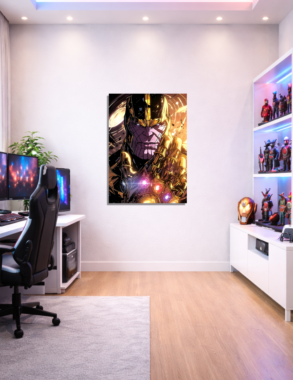💥 Thanos Sonsuzluk Eldiveni Metal Tablo – ✨ Epik Çizgi Roman Marvel Duvar Dekoru