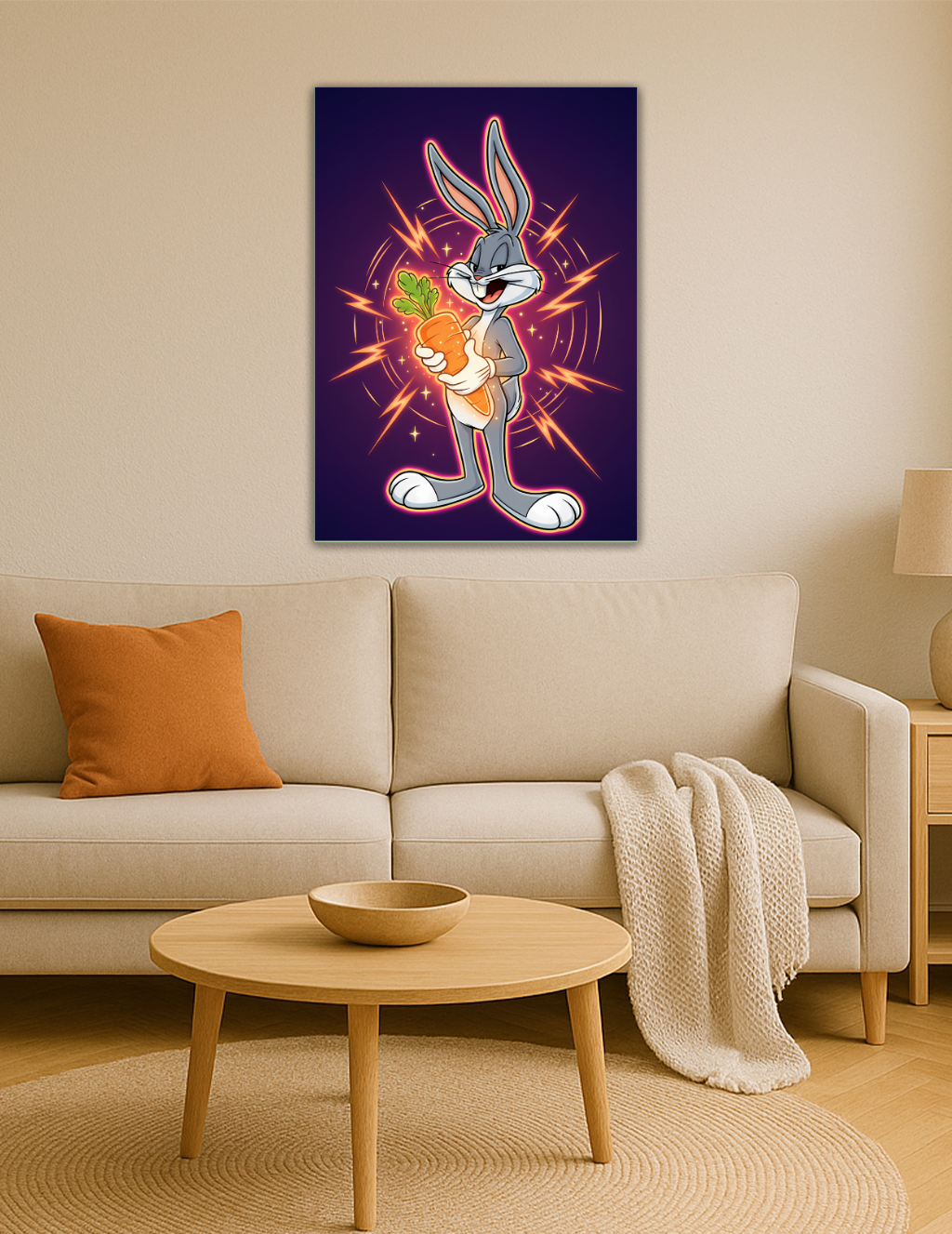 🎨 Bugs Bunny – Enerji Havuç Metal Tablo