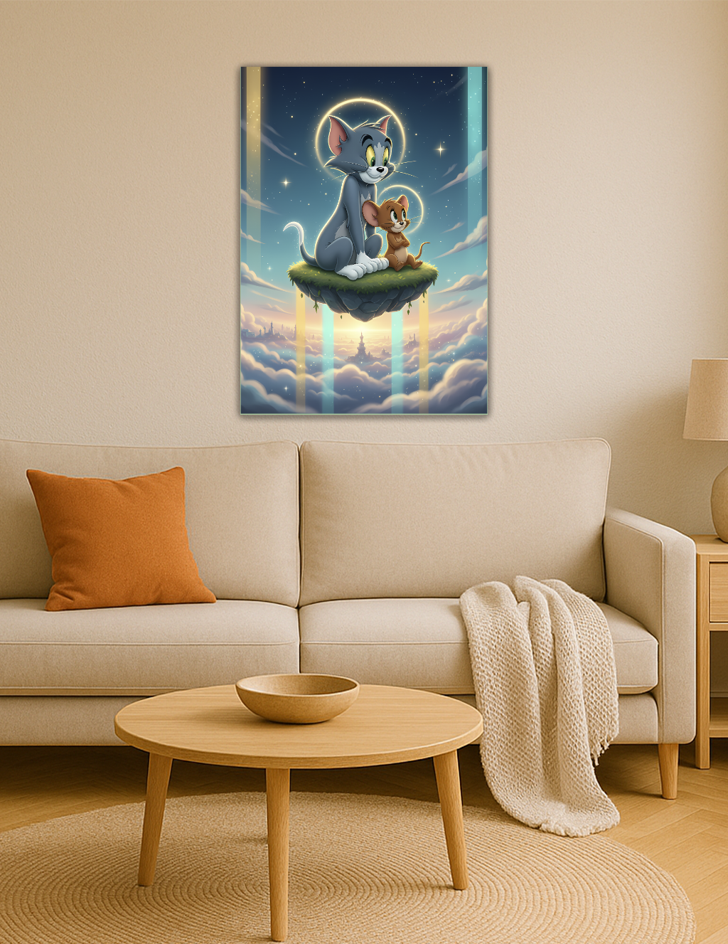 🎨 Tom & Jerry – Gökyüzü Adasında Metal Tablo