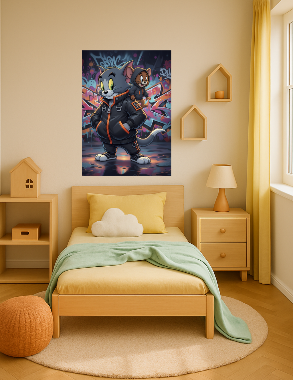 🎨 Tom & Jerry – Sokak Stili Graffiti Konsept Metal Tablo