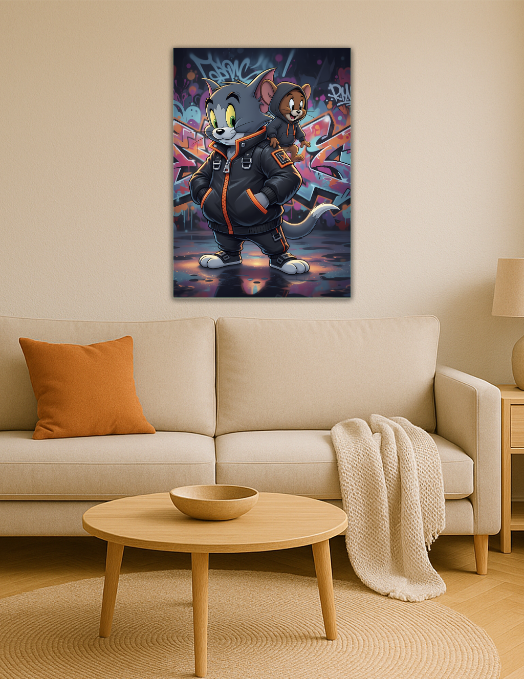 🎨 Tom & Jerry – Sokak Stili Graffiti Konsept Metal Tablo