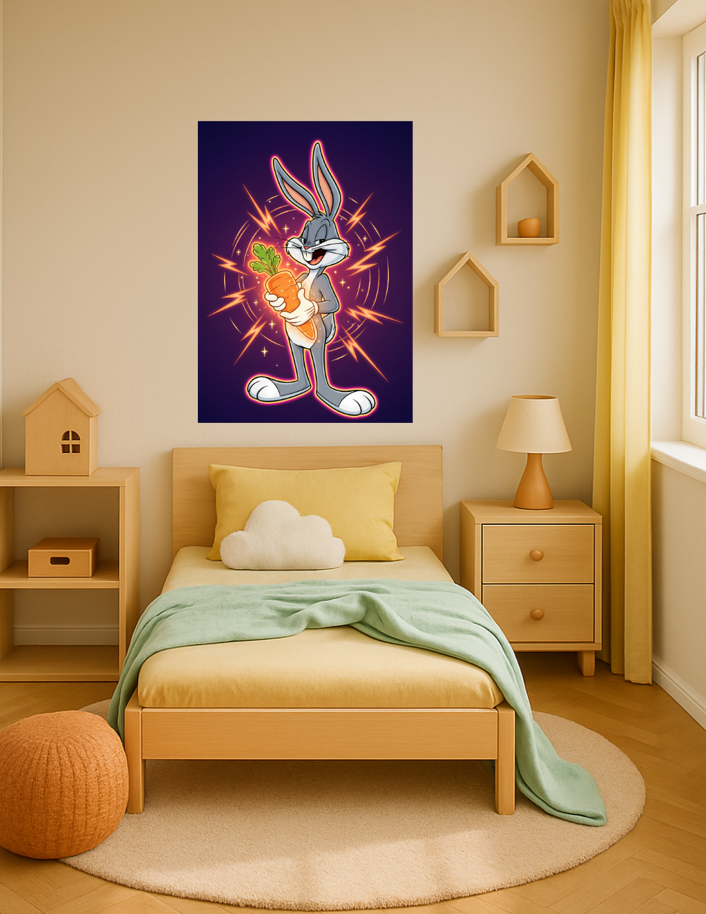 🎨 Bugs Bunny – Enerji Havuç Metal Tablo