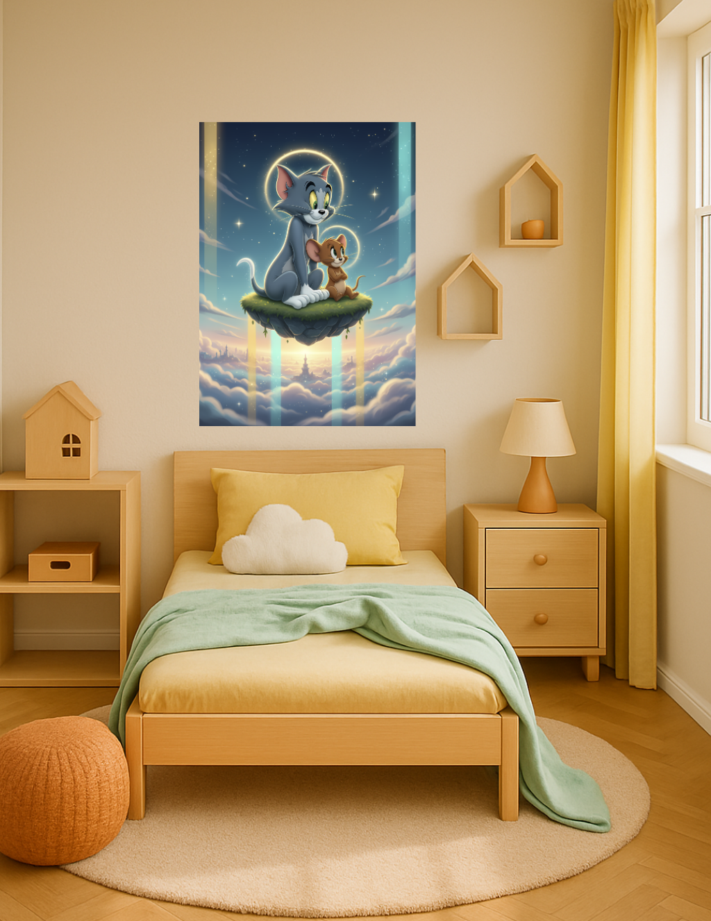 🎨 Tom & Jerry – Gökyüzü Adasında Metal Tablo